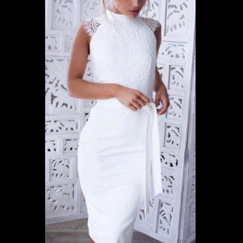 White lace cocktail dress